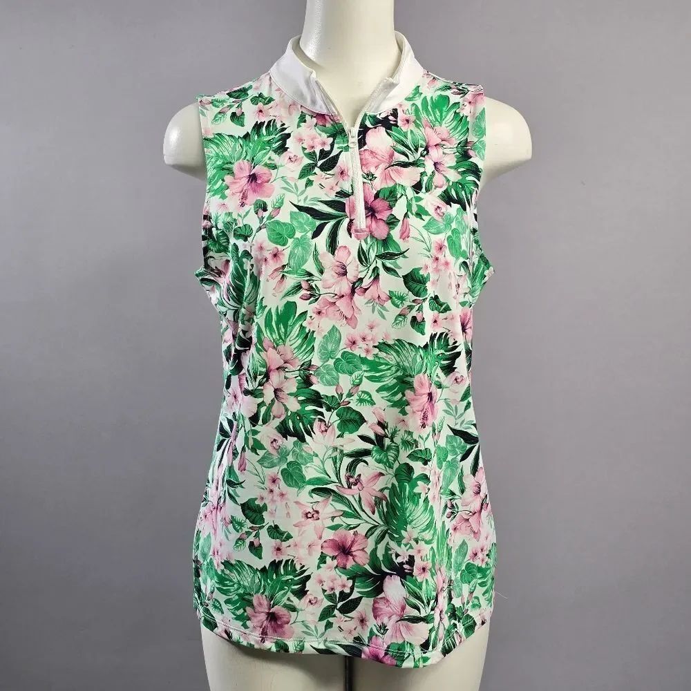 Tommy Bahama Floral Tank Top - Green and Pink (Rack15)
